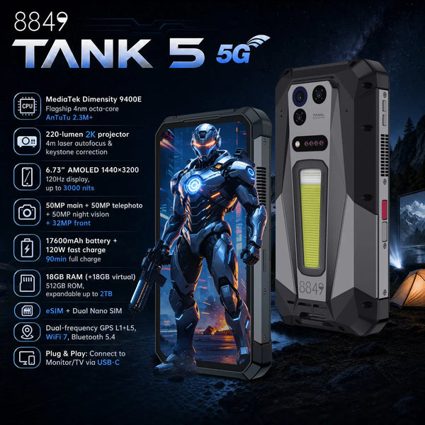 Unihertz TANK 5 South Africa: The Ultimate Rugged Flagship with a Built-In 2K Projector and 17,600mAh Battery
